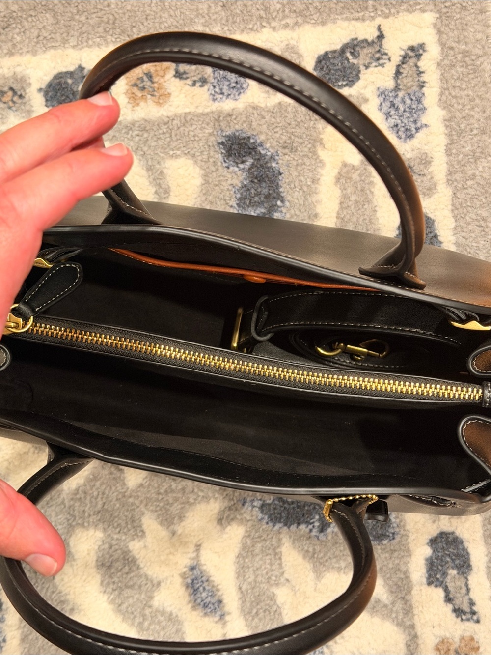 NWOT Coach EMPIRE 28 Black Leather Satchel with Gold Hardware - Picture 5 of 8